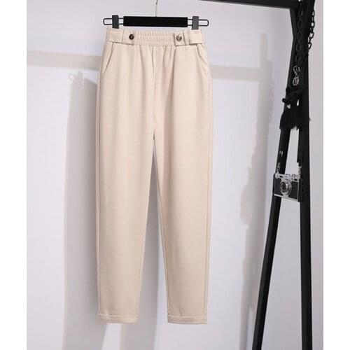 155Kg Plus Size Womens Autumn Woolen Trousers 5XL 6XL 7XL 8XL 9XL 10XL High Waist Thin Radish Pants Casual Harem Pants Women