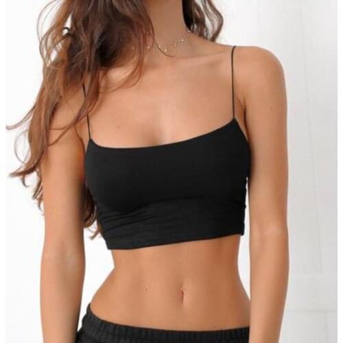 2020 Summer Women Sexy Club Solid Black Red Yellow White Short Bodycon Camis Tops