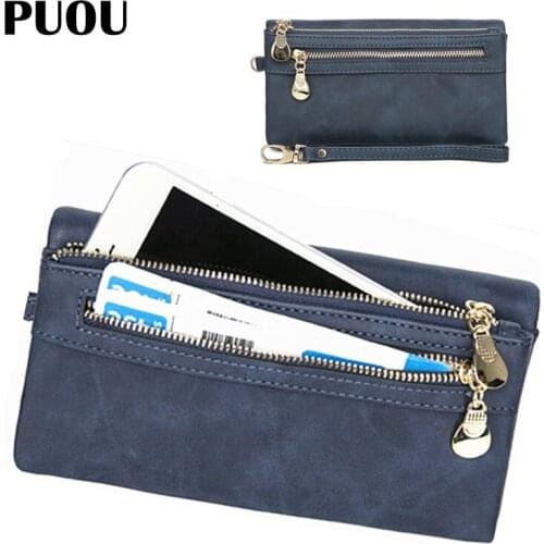 PUOU 2020 Fashion Women Long Section Clutch Wallet Zipper Purses Womens Wallets Envelop Long Wallet Soft PU Leather Money Bag