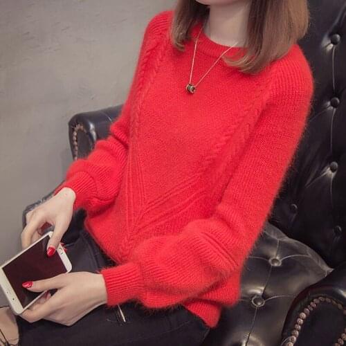 Autumn Winter 2021 Women O Neck Long Sleeve Pullovers Sweaters Knitwear Outerwear Korean Loose Female Warm Jumper Sweaters Tops