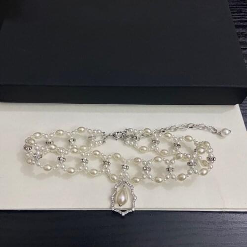 2021 Brand Fashion Jewelry Women Vintage Pearls Choker Colorful Crystal Pearls Choker Necklace Party Fine Top Quality New Design