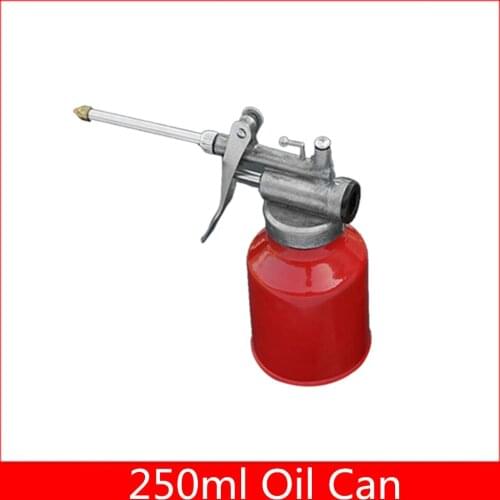 1Pc High Quality 250ml Oil Can Die Cast Body With Rigid Spout Thumb Pump Workshop Oiler Oil Can Red