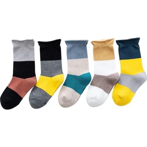 10 Pieces/5Pairs Curly Edge Color Fashion Model Middle Tube Socks for Kids Breathable Ventilate Knee Socks Baby