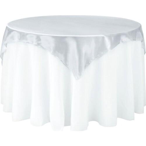 10Pcs 85"*85" Silver Square Table Overlay For Round Wedding/Party/Dinning Table Decoration Free Shipping