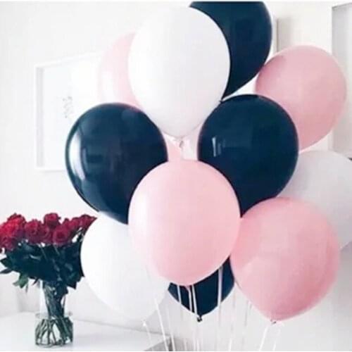 15pcs Thick 10inch Latex Balloon Happy Birtday Party Balloons Romantic Wedding Decoration Pink Black White Inflat Helium Balloon