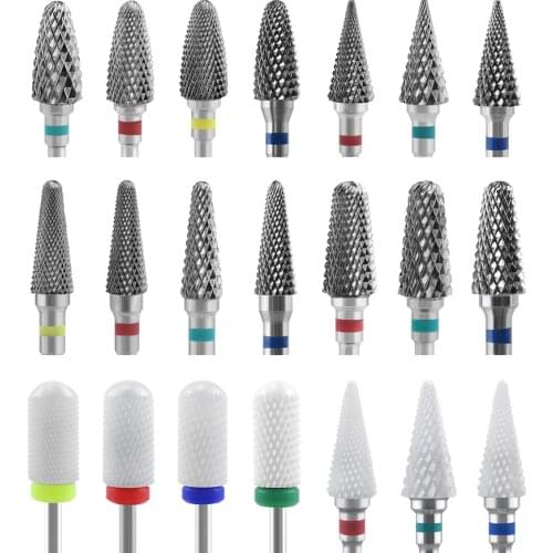 2PCS Ceramic Cutter Carbide Nail Drill Bit Ceramic Cutters For Manicure Machine Cutter Nail Milling Cutter Nail Accessories