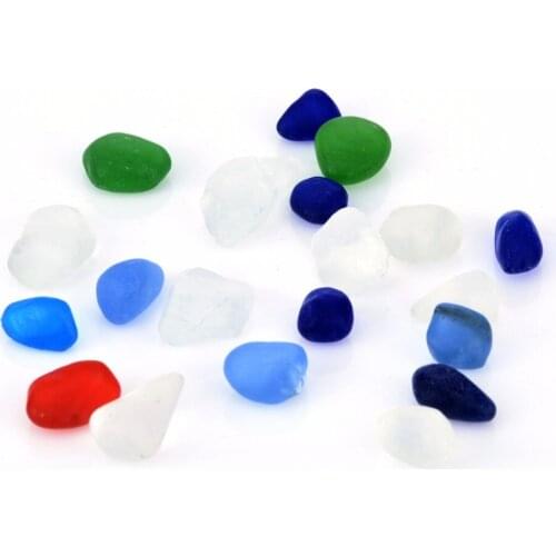 20pcs Sea Beach Glass Beads Bulk Ornaments 10-16mm Blue Sand Stone For Earrings Pendant Necklace Jewelry Making