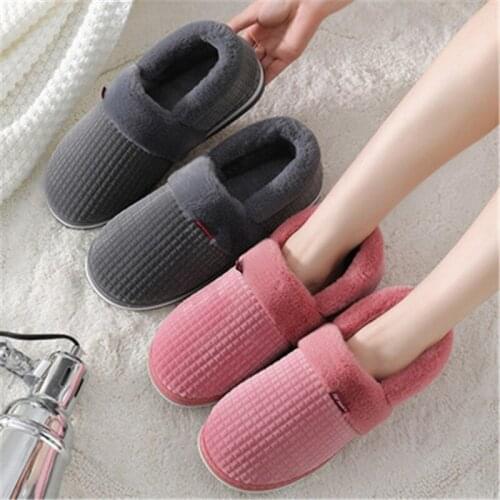 2020 women Home Slippers Winter Furry Short Plush for Men Slippers Non Slip Bedroom Slippers Couple Soft Indoor Shoes big size