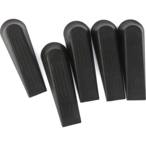 5pcs Black Plastic Door Stop Stoppers Block Wedges Prevent Safety Doorstops