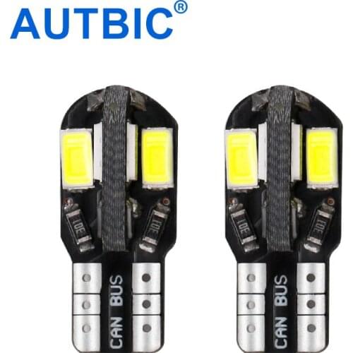 AUTBIC 2pcs Interior Canbus Error Free W5W T10 5730 8SMD LED 12V Side Wedge Light White 194 168