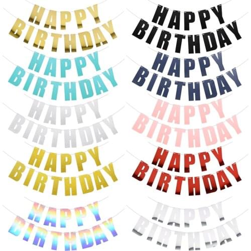 1 Set HAPPY BIRTHDAY Paper Banner Bunting Garland Party Hanging Decoration Photo Prop Backdrop Pennant Decor Birthday Supplies