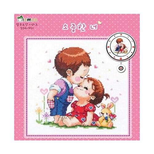 Free delivery Top Quality popular counted cross stitch set kiss on forehead innocent love kiss