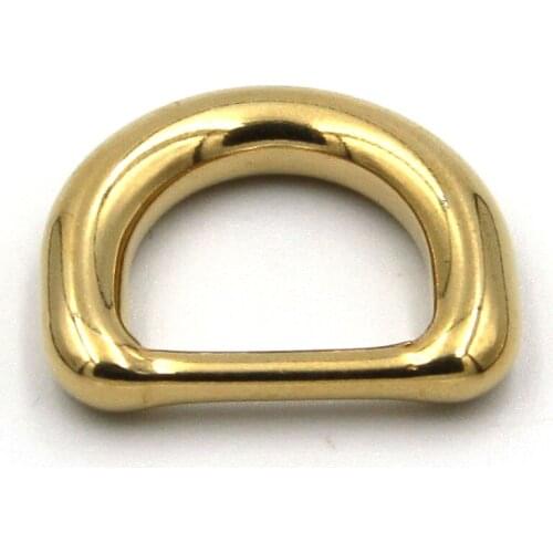 Seamless Gold Polised D Rings for Luxury Leather Bags,15/20/25mm Leather Strap Brass D Loop