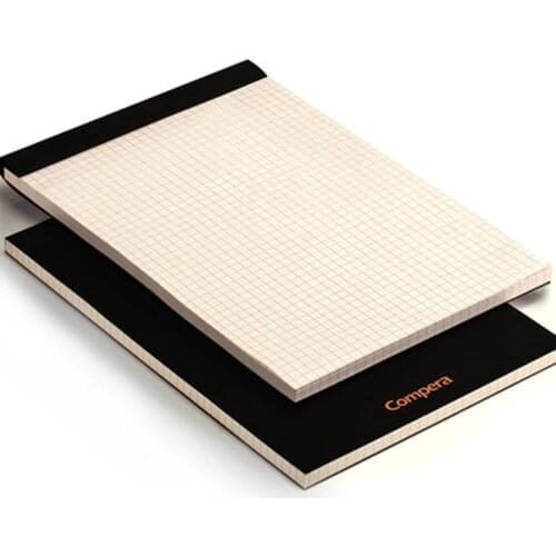 A5 B5 A4 Upturning Kraft Notebook Black Cover Composition Notepad Grid Blank Legal Pad for Office and School Supplies Notes Memo