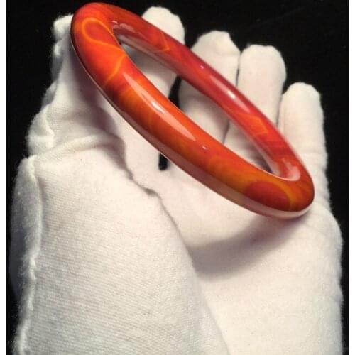 Natural Red Jade Bangle Bracelet Hand-Carved Charm Jewelry Fashion Accessories for Men Women Friend Round Bangle