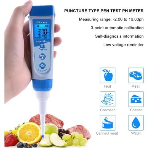 PH5S Digital Puncture Pen Water Food Soil Meat Cheese Acidity Meter PH&ORP 2 In1 Water Quality Analyzer - 2.00~16.00 with ATC