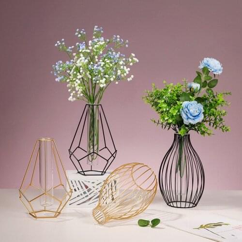 Flower Vase Decoration Home Geometric Transparent Glass Decorative Vase Flower Pot Flower Basket Nordic Style Decoration Vases