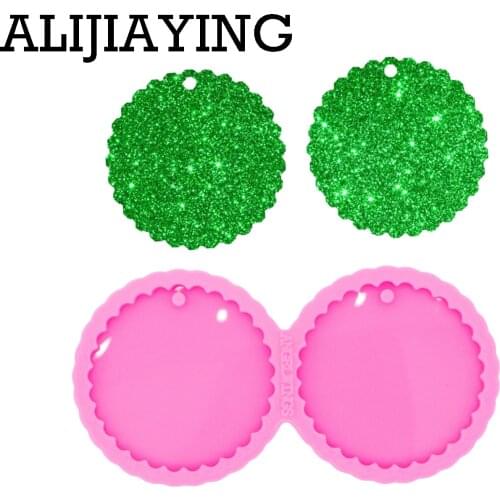 DY0434 Glossy Wave Circle shape Earrings Silicone Mold Resin Pendant Mould for Epoxy Jewelry Making DIY Crafts