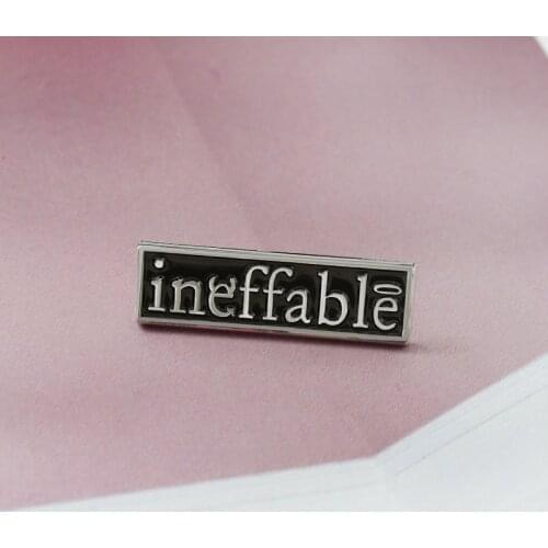 European And American Style Simple Generous Silver Border Ineffable Word Brooches For Cool Guys Lapel Pins Party Decorate