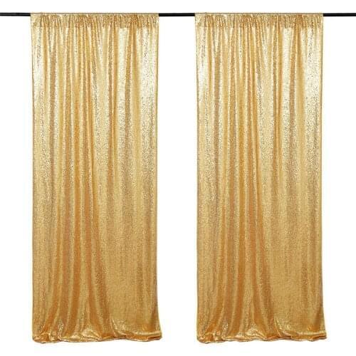 Reusable 2ftx8ft Gold Sequin Backdrop Curtains Glitter Wedding Backdrops Sparkle Birthday Bridal Party Photo Background Drapes