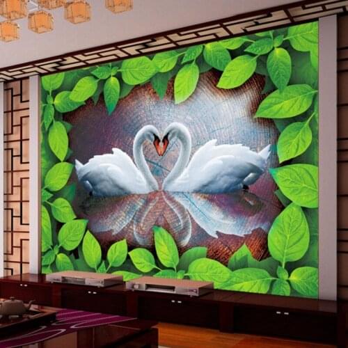 Photo wallpaper White Swan TV Wall Decorative Painting Living Room Restaurant Custom Wallpaper High Quality Mural