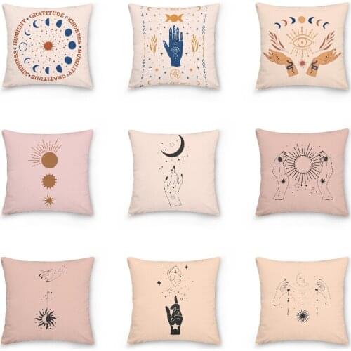 Divination Hand Pillow Case Psychedelic Style Cushion Cover Stars Constellations Moon Bed Pillow Cover Car Sofa Pillowcases