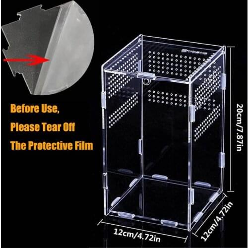 Insect Feeding Box Acrylic Reptile Feeding Box Transparent Reptile Pet Breeding Case For Spider Lizard Scorpion Centipede Horned