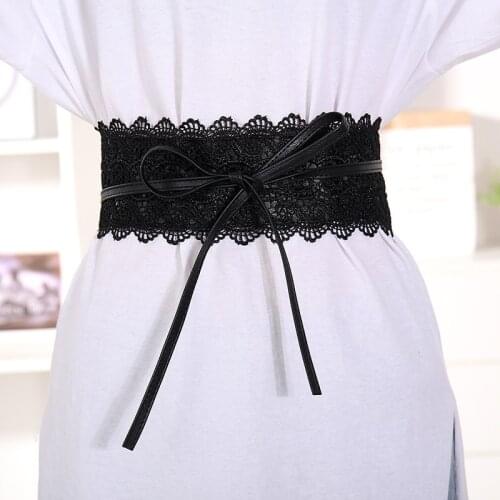 Summer Elastic Floral Lace Slip Resistant Waist Lady Wide Girdle Shirt Blouse Dress Sashes Matching Accessories