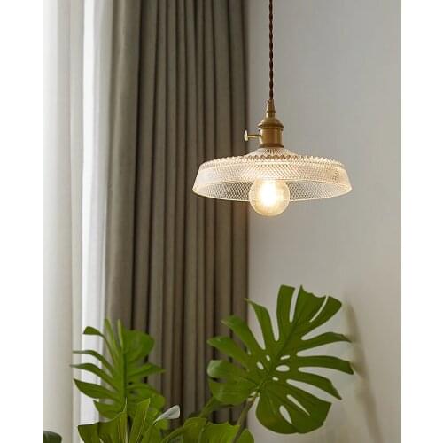 Japanese style brass glass chandelier Nordic simple bedroom bed head small chandelier corridor balcony bar restaurant light