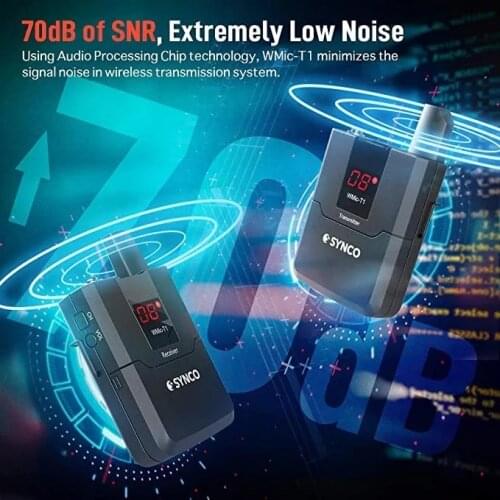 SYNCO WMic-T1 UHF Mic Wireless Lavalier Microphone System for Camera Smartphone digital SLR 16 Channel Transmitter Receiver