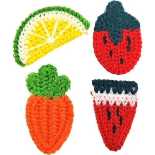 30Pcs Cute Woolen Fruit Appliques For Clothing DIY Baby Headwear Accessories Stick-On Clothes Patches Hairpin Decoration