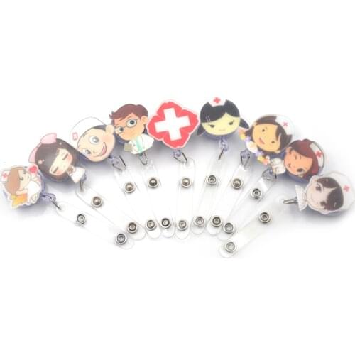 Cute Cartoon Retractable Badge Reel Students Nurse Exhibition Pull Key ID Name Card Badge Holder School Office Supplies