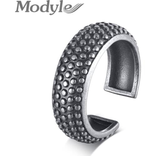 Modyle New Fashion Punk Vintage Silver Color 316L Stainless Steel Tire Ring for Men Hip Hop Jewelry Gift