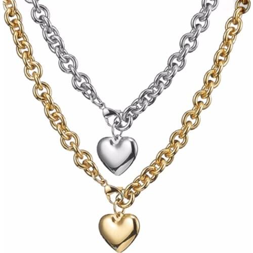 8mm Stainless Steel Oval Rolo Link Chain With Heart Pendant Silver Color/Gold Necklace Or Bracelet Womens Jewelry Xmas Gift