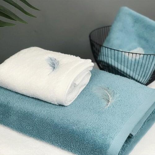Feather embroidery face Towels big bath towel 100% cotton hotel thickened wash towel set Strong water absorption 76x150cm