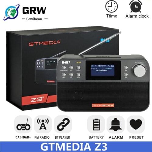GTMEDIA Z3 Radio Receiver Portable Digital DAB stereo/ RDS Multi Band Radio Speaker Alarm Clock TFT Black and White LCD Display