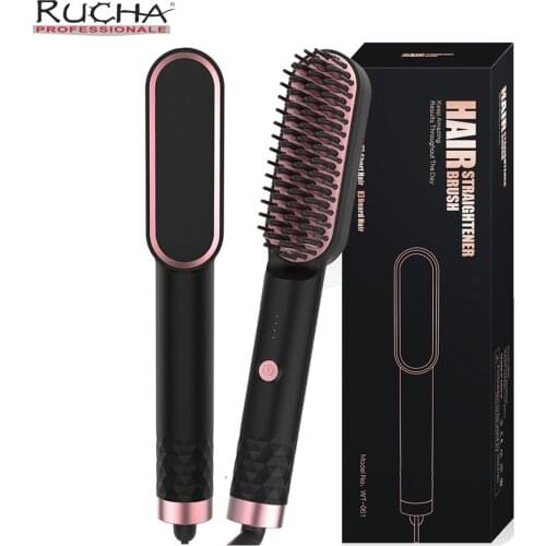 Woman Hair Straightener Comb Brush PTC Heating Personal Care Smooth Mens Styling Shape Anti Static Fluffy Straight Beard Comb