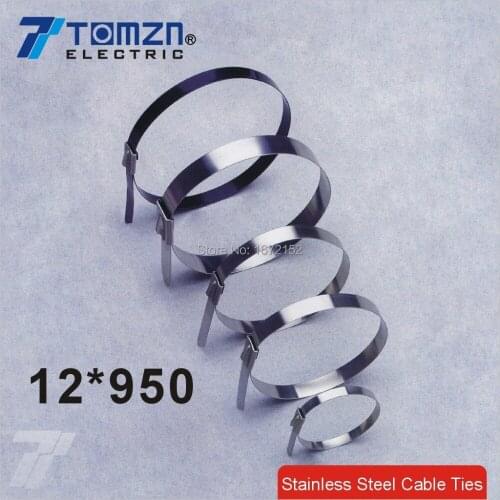 100pcs 12mmx950mm STAINLESS STEEL self-locking cable ties