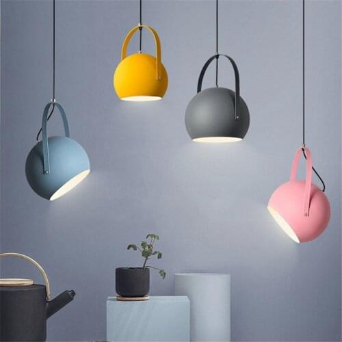 Nordic Macaron Iron Pendant Lights Modern Fashion Creative Restaurant Bar Hanging Lamp For Bedroom Living Room Kitchen Island