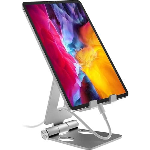 Foldable Tablet Stand Aluminum Alloy Desktop Holder Metal Stand Universal for iPad Mini/Air/Pro/iPhone 11 Pro Max Smartphones