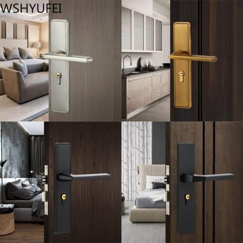Modern Door Lock Indoor Bedroom Bathroom Old-fashioned Room Solid Wood Door Mute Household Universal Door Lock Accessories