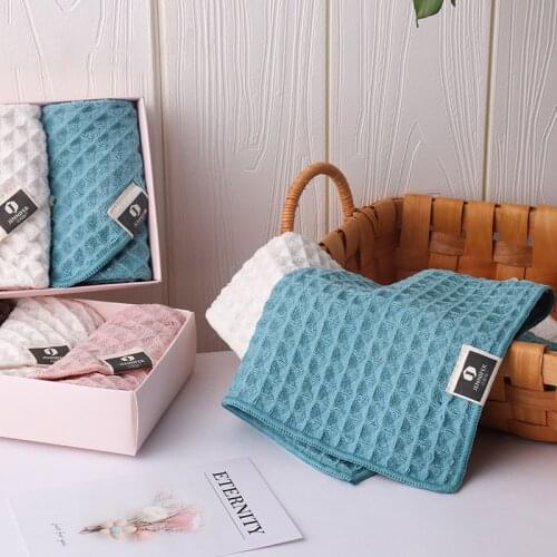 Waffle Towels Baby Face Towel Microfiber Fabric Saliva Wipes Facecloth Absorbent Hair Dryer Washcloth Plaid Dish Cloth 30*30cm