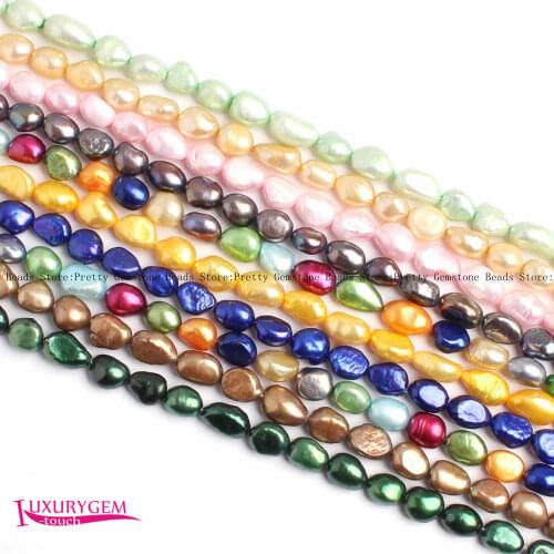 High Quality 8-9mm 29 Color Natural Freshwater Pearl Irregular Shape DIY Gems Beads Strand 14" Jewelry Making wj427