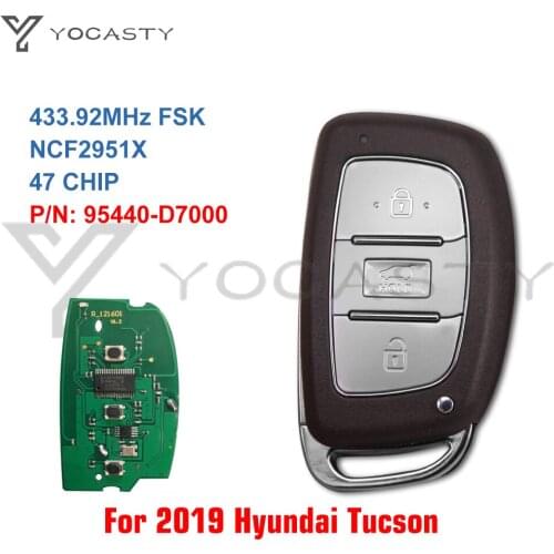 YOCASTY For 2019 Hyundai Tucson 3 Buttons Smart Remote Car Key Fob NCF2951X ID47 P/N: 95440-D7000 95440D7000 433MHz