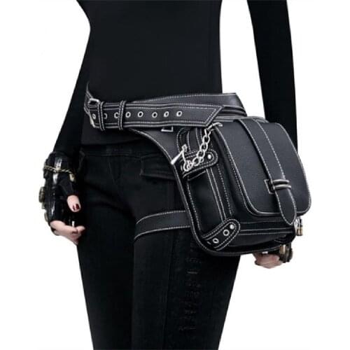 Punk retro Fanny pack European and American fashion mens outdoor shoulder bag cross-body bag female mobile phone Fanny pack