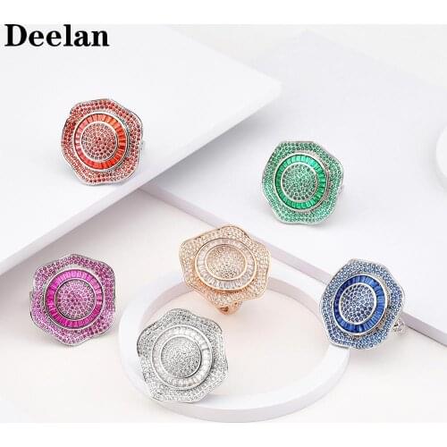 Deelan 2019 Crystal Women Ring Jewelry New Fashion Love Heart Cubic Zirconia Wedding Engagement Rings Jewelry
