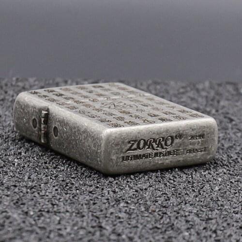 Zorro Five Side Engraving Etching Boutique Ancient Silver "Baifutu" Pure CopperKerosene Lighter