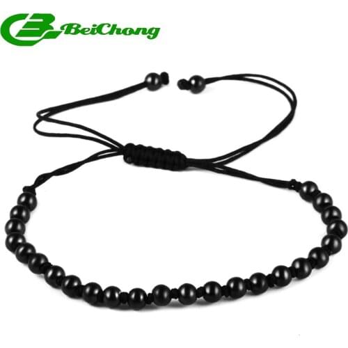 10pcs)Beichong 2017 Women Men 5mm Gold Round Beads Braiding Color Rope Bracelet Jewelry for Gift