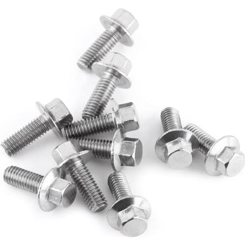 10pcs/Lot M8 Petite Visserie Stainless Steel SS304 Hex Drive Flange Screws Head Washer Bolts tornillos