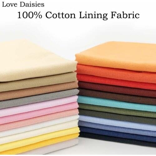 100% Cotton Plain Thin Solid WHITE BLACK YELLOW RED BROWN PINK ORANGE BLUE CAMEL GRAY fabrics For Summer Apperal Dress Lining